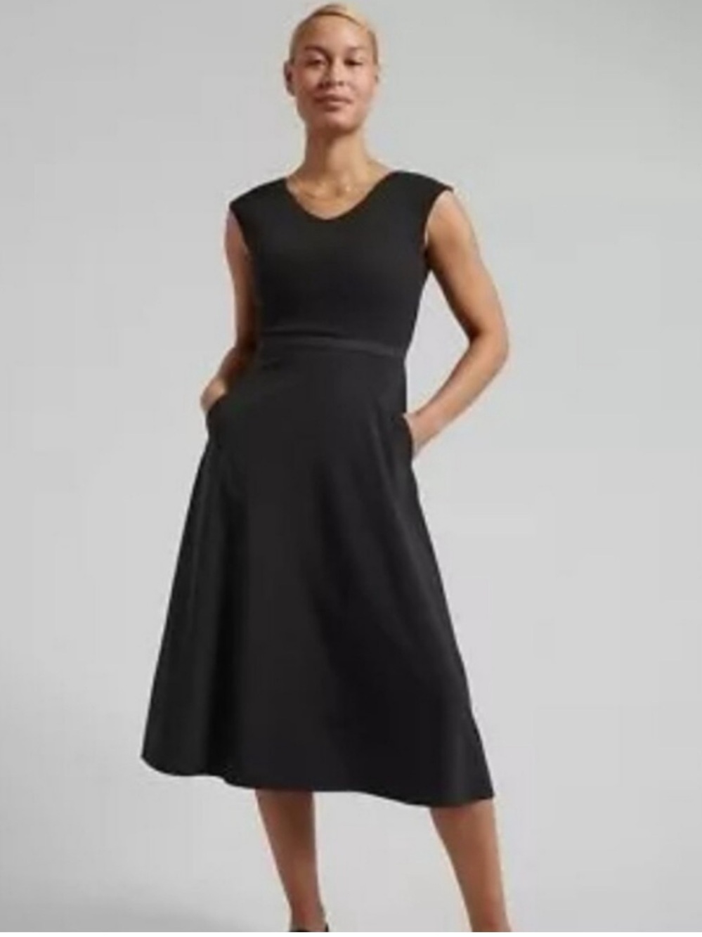 Athleta Ryder Midi Dress Black Women’s Size Large